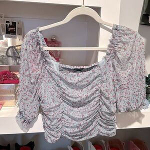 Blue Pink Floral Top